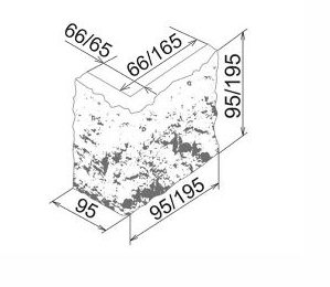 Искусственный камень Камелот Нарва 048 Угол 95-195х95х95-195х45
