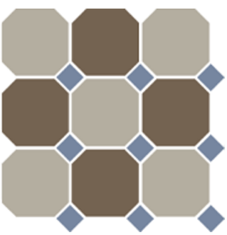 Керамогранит Top Cer 4401+29 OCT11-A Beige 01 Coffe Brown 29 OCTAGON/Blue Cobalt 11 Dots (лист 30х30 9 штук+вставки)