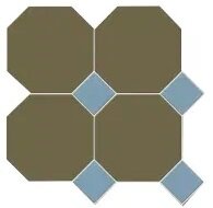 Керамогранит Metlah.Store M6731/6602 Октагон зеленый / Квадрат голубой на сетке 305х305