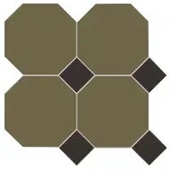 Керамогранит Metlah.Store M6731/6302 Октагон зеленый / Квадрат черный на сетке 305х305