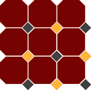 Керамогранит Top Cer 4420 OCT14+21-A Brick Red OCTAGON 20/Black 14 + Ochre Yellow 21 Dots 30x30