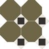 Керамогранит Metlah.Store M6731/6302/7112 Октагон зеленый / Квадрат черный / Треугольник белый на сетке 320x320