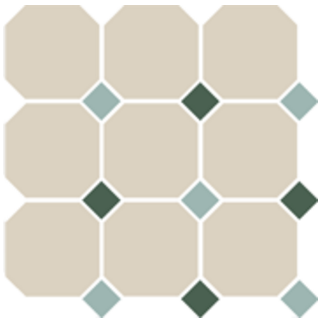 Керамогранит Top Cer 4416 OCT13+18-A White OCTAGON 16/Turquoise 13 + Green 18 Dots (лист 30х30 9 штук+вставки)