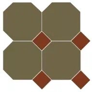 Керамогранит Metlah.Store M6731/6102 Октагон зеленый / Квадрат красный на сетке 305х305