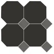 Керамогранит Metlah.Store M6331/6802 Октагон черный / Квадрат темно-серый на сетке 305х305