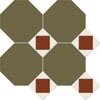 Керамогранит Metlah.Store M6731/6102/7112 Октагон зеленый / Квадрат красный / Треугольник белый на сетке 320x320