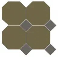 Керамогранит Metlah.Store M6731/6802 Октагон зеленый / Квадрат темно-серый на сетке 305х305