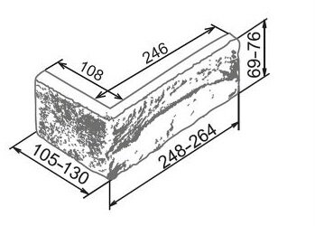 Искусственный камень Камелот Мюнхен 315 Угол 248-264х105-130х69-76x19