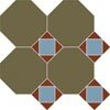 Керамогранит Metlah.Store M6731/6602/6112 Октагон зеленый / Квадрат голубой / Треугольник красный на сетке 320x320