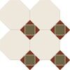Керамогранит Metlah.Store M7131/6702/6112 Октагон белый / Квадрат зелёный / Треугольник красный на сетке 320x320