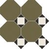Керамогранит Metlah.Store M6731/7102/6712 Октагон зеленый / Квадрат белый / Треугольник черный на сетке 320x320
