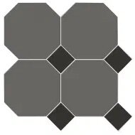 Керамогранит Metlah.Store M6831/6302 Октагон темно-серый / Квадрат черный на сетке 305х305