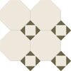 Керамогранит Metlah.Store M7131/7102/6712 Октагон белый / Квадрат белый / Треугольник зеленый на сетке 320x320