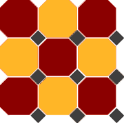 Керамогранит Top Cer 4420/21 OCT14-A Brick Red 20 Ochre Yellow 20 Octagon/Black 14 Dots 30x30