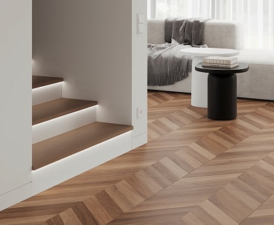 Керамогранит Laparet Wood Canarium Chevron M тёмно-бежевый матовый карвинг 60х120