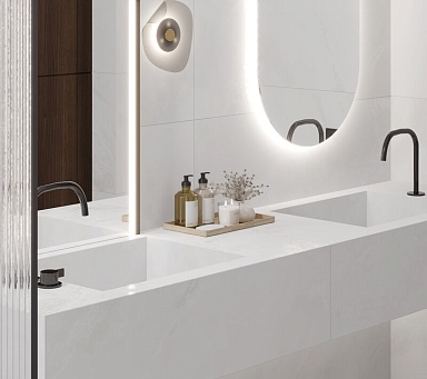 Керамогранит Laparet LP6012G0541R Bernini Bianco белый глянцевые чернила 59,5х119,1