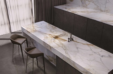 Керамогранит Moreroom Stone MN034AP281206 Calacatta Gold Polished 6mm 120x280