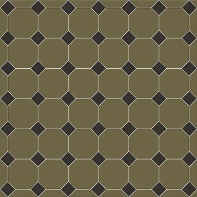 Керамогранит Metlah.Store M6731/6302 Октагон зеленый / Квадрат черный на сетке 305х305