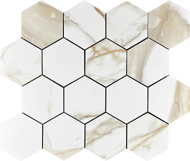 Декор Velsaa Mosaic Calacata Paonazzo 78 Hexagone 28x33