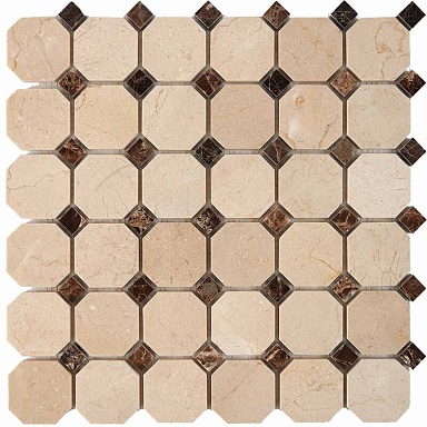 Мозаика Pixmosaic PIX212 Cream marfil, Dark Еmperador из мрамора 48x48 305х305x8