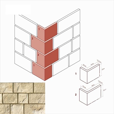 Искусственный камень White Hills 410-15 Шинон угол 8.5х16x15 (9.5х18x15)