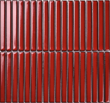 Мозаика Porcelain mosaic Y15FW36 Strip Красный матовый 1.5х14.5 29.4х31.3