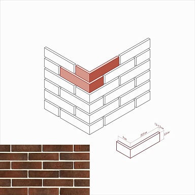 Искусственный камень White Hills 351-45 Терамо брик угол 9x20,5x5.5