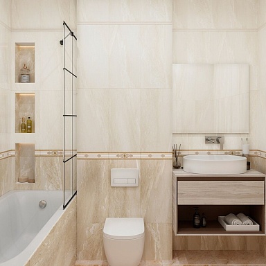 Eurotile 356 Бордюр Eclipse Beige Центр 7x30