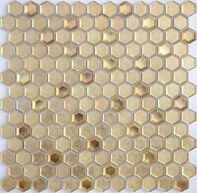 Мозаика Caramelle Mosaic Aureo grani hexagon 23x13x6 300x300х6
