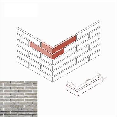 Искусственный камень White Hills 384-15 Остия брик Design Угол 12x26.5x4.9