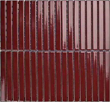 Мозаика Porcelain mosaic Y15F736 Strip Красный глянцевый 1.5х14.5 29.4х31.3