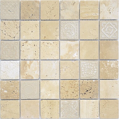 Мозаика Caramelle Mosaic Art Travertino beige MAT 48x48x8 300x300x8