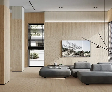 Плитка Kerama Marazzi KM3090B0191R Про Травертин бежевый тёмный матовый обрезной 30x89,5x0,9