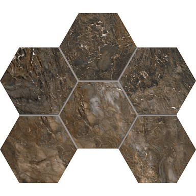 Estima BR04 Bernini Hexagon Dark Brown Мозаика неполированная 25x28,5