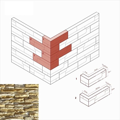 Искусственный камень White Hills 130-15 Уорд Хилл Угол 10x29,5x10 (9x24x10)