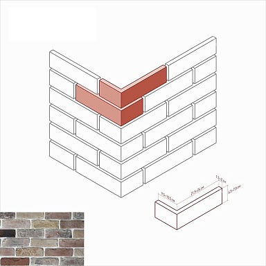 Искусственный камень White Hills 348-95 Рейн брик Design угол 9,5-10,5х21,5-24x6,5-7,8x1,5-2,0