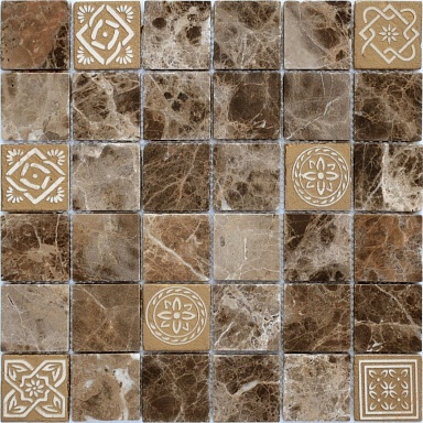 Мозаика Caramelle Mosaic Art Emperador dark MAT 48x48x8 300x300x8