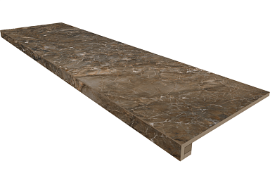 Estima Комплект Ступень BR04 Bernini Dark Brown 33x120 неполированная с бортиком + Подступенок 14,5x120