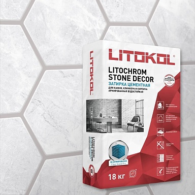 Смеси и затирки LITOKOL Litochrom Stone Decor SD.410 Светло-серый 18кг 509350003