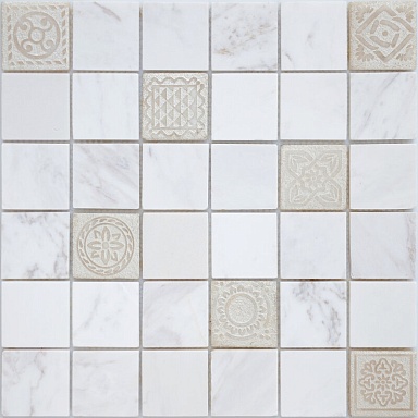 Мозаика Caramelle Mosaic Art Dolomiti bianco MAT 48x48x8 300x300x8