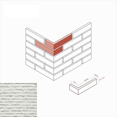 Искусственный камень White Hills 675-05 Эрдинг брик Угол 6,7-7,5 (32,5-33,5 / 7 / 33) x 5,2-5,5