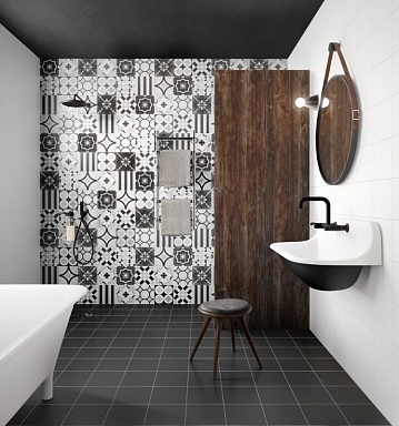 Керамогранит Sant Agostino Patchwork black&white White 20x20