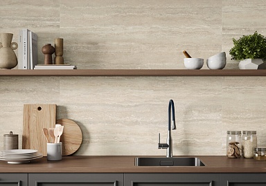 Керамогранит LCM 60120TVW11M Travertine World Beige матовый карвинг 600x1200x7