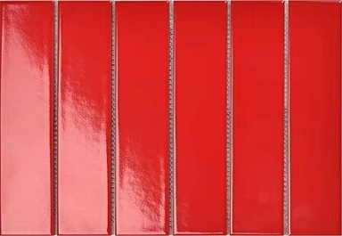 Мозаика Porcelain mosaic Y45P706 Strip Красная глянцевая 4.5x19.5 28.8x19.5