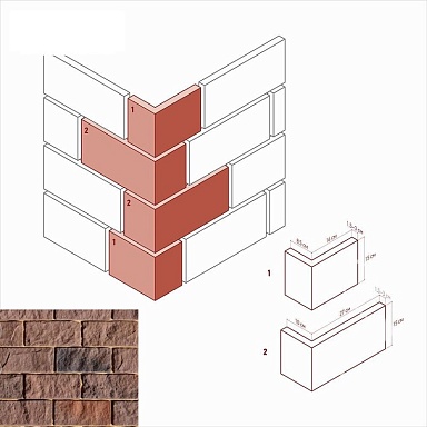 Искусственный камень White Hills 417-45 Лорн Угол 8,5х16(10х26,5)x15x1,5-3