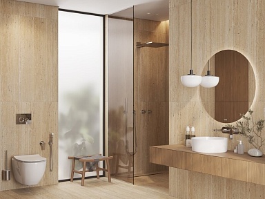 Керамогранит Cersanit 17422 Travertino бежевый рельеф ректификат 60x120