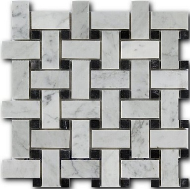 Мозаика Art&Natura Ceramic Bianco Carrara + Nero Marquina 3*6*1 30,5*30,5