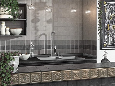 Керамогранит Kerama Marazzi 1300H Дегре серый темный (полотно 29,8х39,8 из 12 частей 9,8х9,8)