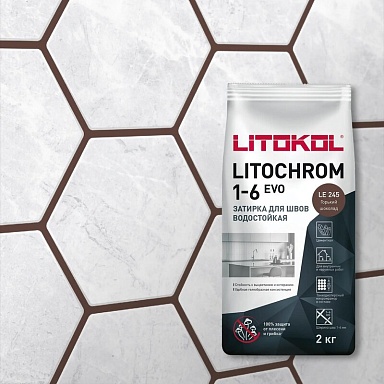 Смеси и затирки LITOKOL Litochrom 1-6 Evo LITOCHROM 1-6 EVO LE.245 Горький шоколад 2кг
