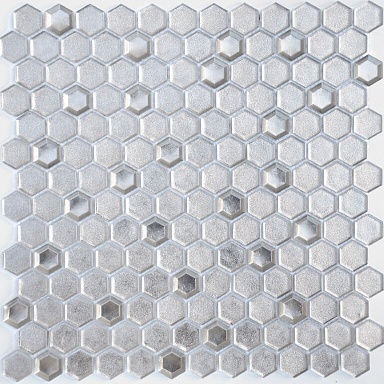 Мозаика Caramelle Mosaic Argento grani hexagon 23x13x6 300x300х6